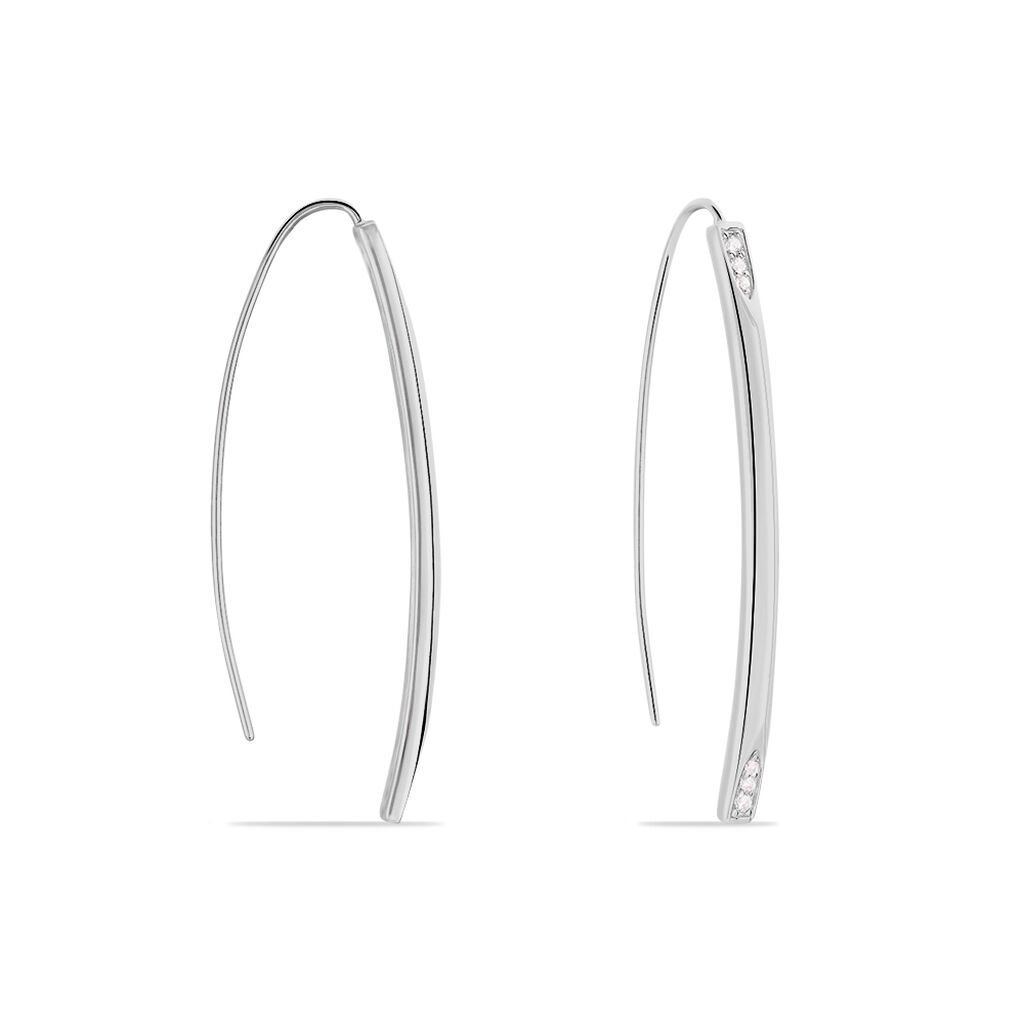 Damen Ohrringe Lang Silber 925 Zirkonia Wei&szlig; 0,06 ct