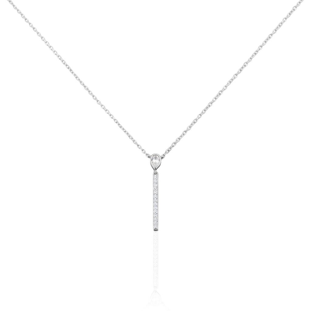 KIRILKA Damen Collier Silber 925 Zirkonia Weiß Barren, Collier mit Stein