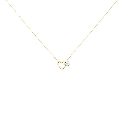 HERZ HO YOU & ME Damen Collier Gold 375 (9 Karat) Diamant Wei&szlig; 0,02 ct Herz B 0,7 mm - Halsketten Damen | OROVIVO