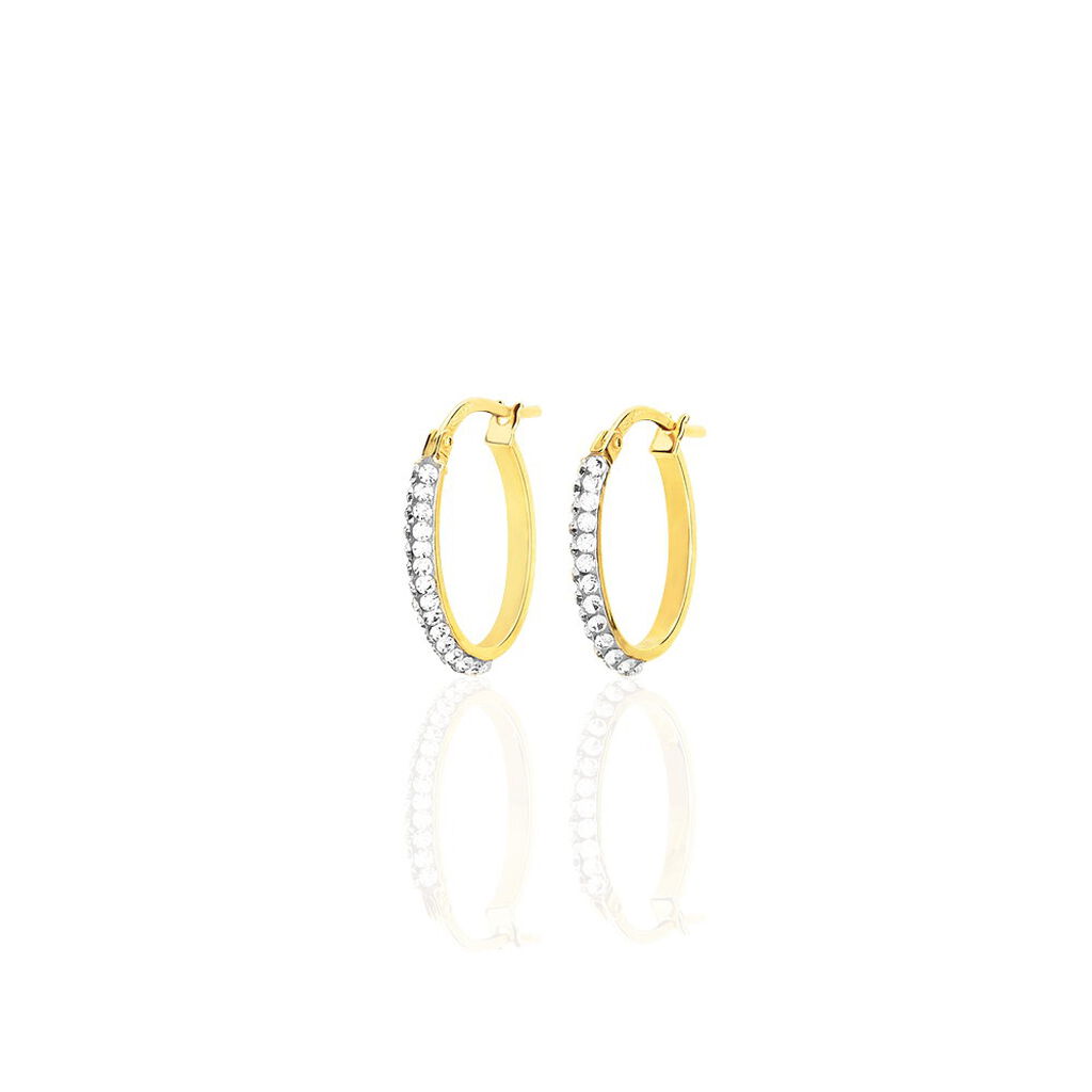 SANDRINE 002 Damen Creolen Gold 375 (9 Karat) Strass Wei&szlig;