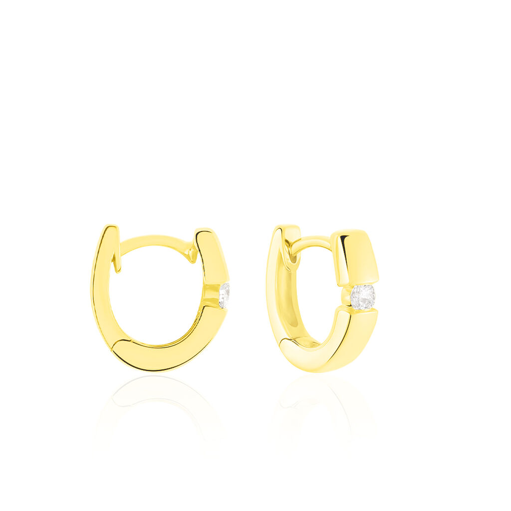 SEVILLE Damen Creolen Gold 375 (9 Karat) Diamant Wei&szlig; 0,1 ct B 3 mm