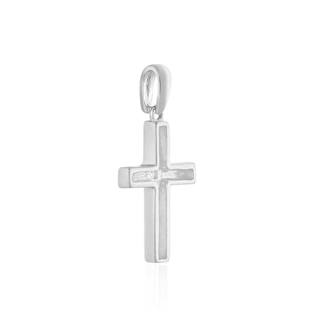 KREUZ 2 Unisex Anh&auml;nger Wei&szlig;gold 375 (9 Karat) Diamant Wei&szlig; 0,02 ct Religi&ouml;ses Kreuz