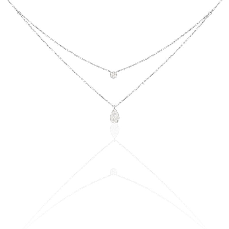 Damen Collier Wei&szlig;gold 375 (9 Karat) Diamant Wei&szlig; 0,02 ct Tropfen - Halsketten Damen | OROVIVO