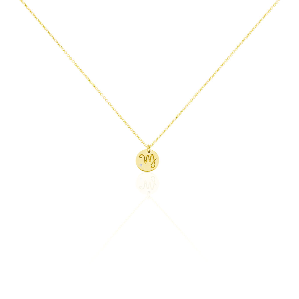 STERNZEICHEN 2 Damen Collier Silber vergoldet 925 Zirkonia Weiß 0,04 ct - Halsketten Damen | OROVIVO