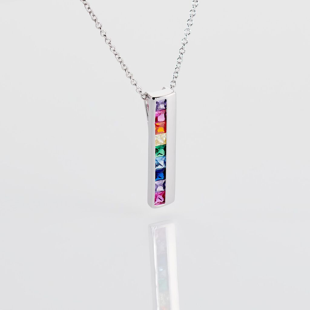 TRU Damen Collier Silber Silber 925 Zirkonia Violett 0,07 ct Barren