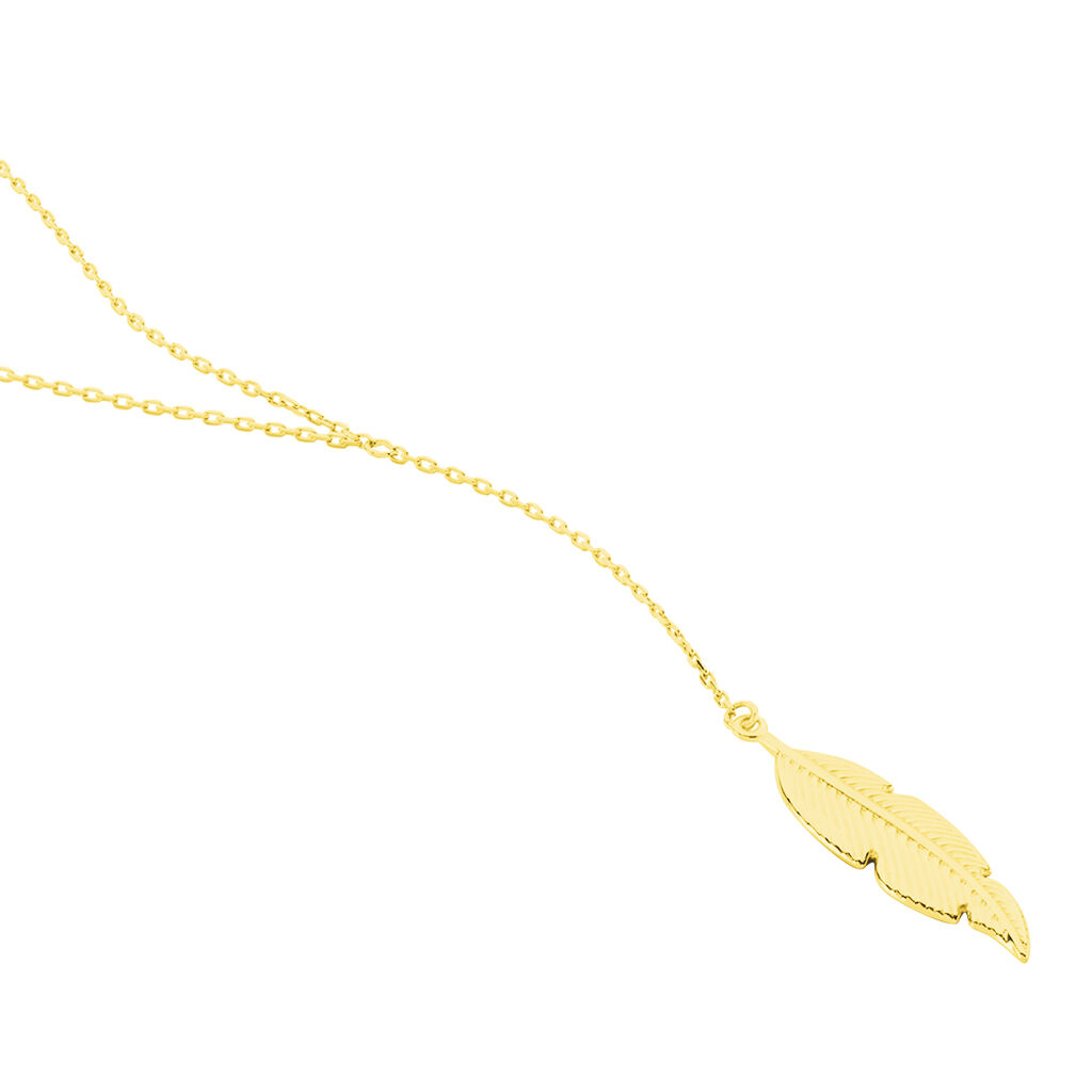 Collier Or Jaune Aubaine Motif Plume - Spannringe Damen | OROVIVO