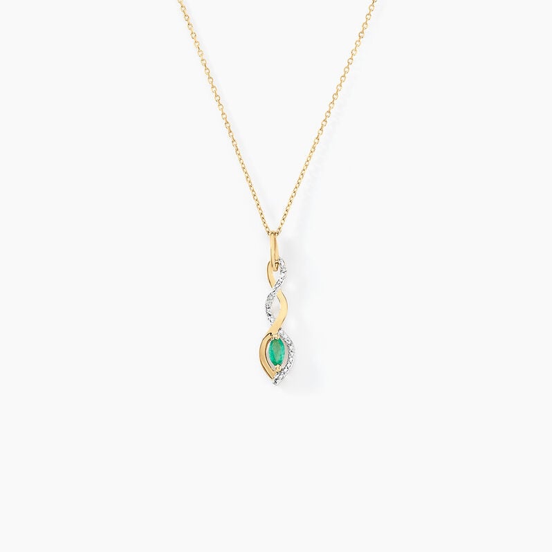 Collier Ondulations Or Jaune Emeraude Diamant - Spannringe Damen | OROVIVO