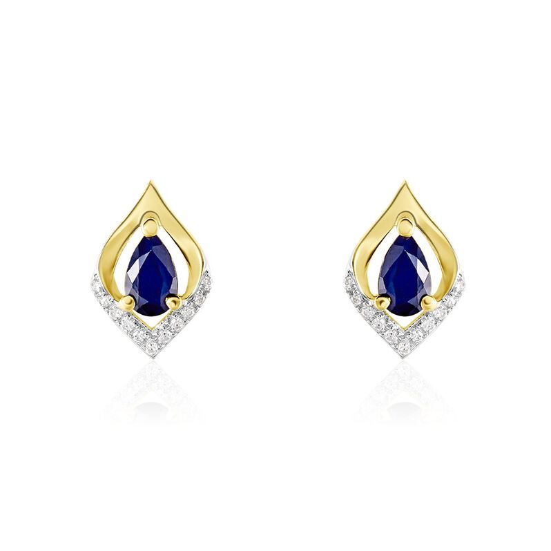 Boucles D'oreilles Puces Or Jaune Serguei Saphir Et Diamants - Spannringe Damen | OROVIVO