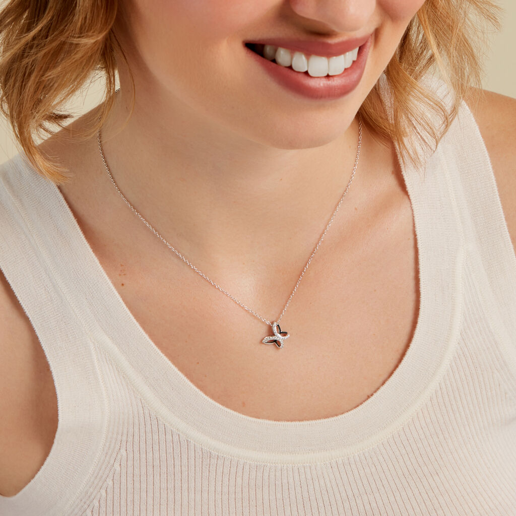 AURELIA Damen Collier Silber 925 Zirkonia Wei&szlig; 0,25 ct B 1,2 mm