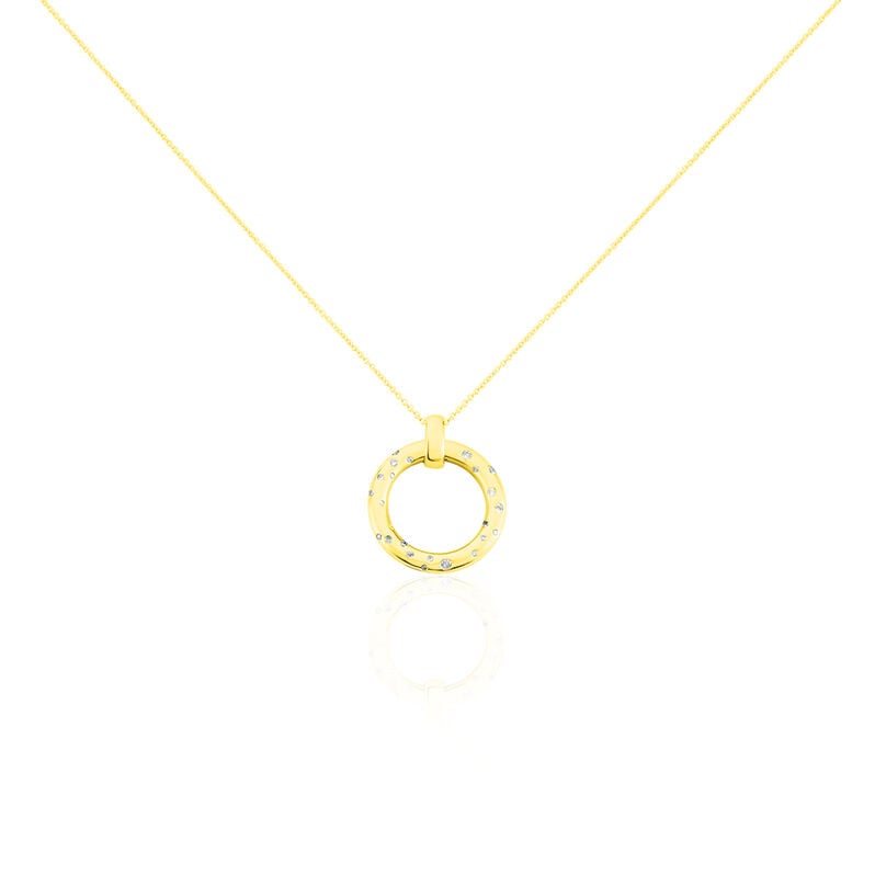 DELIA OV Damen Collier Gold 375 (9 Karat) Diamant Wei&szlig; 0,16 ct Kreis - Halsketten Damen | OROVIVO