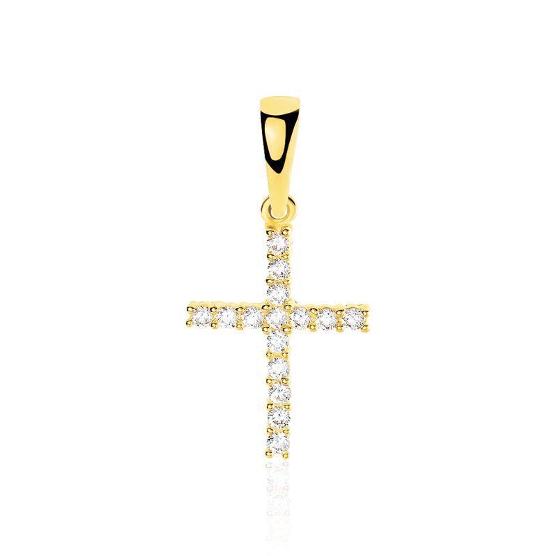 Kreuz Anhänger Gold 375 Zirkonia Canice - Schmuckanhänger Familie | OROVIVO