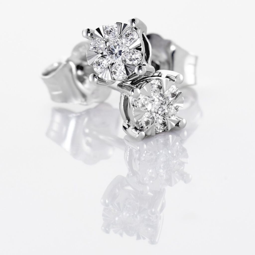 PETALI Damen Ohrstecker Wei&szlig;gold 750 (18 Karat) Diamant Wei&szlig; 0,1 ct