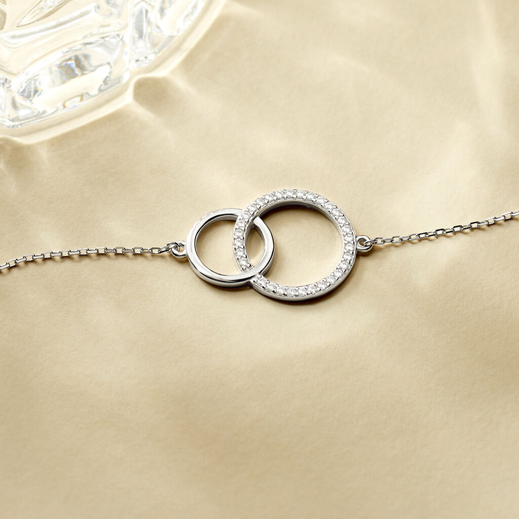 Damenarmband Silber 925 Zirkonia Doppelt Kreis - Armbänder mit Anhänger Damen | OROVIVO