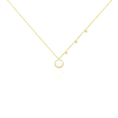 Damen Collier Gold 375 Perlmutt Weißer Perlmutt Kreis Uyen 45cm - Halsketten Damen | OROVIVO