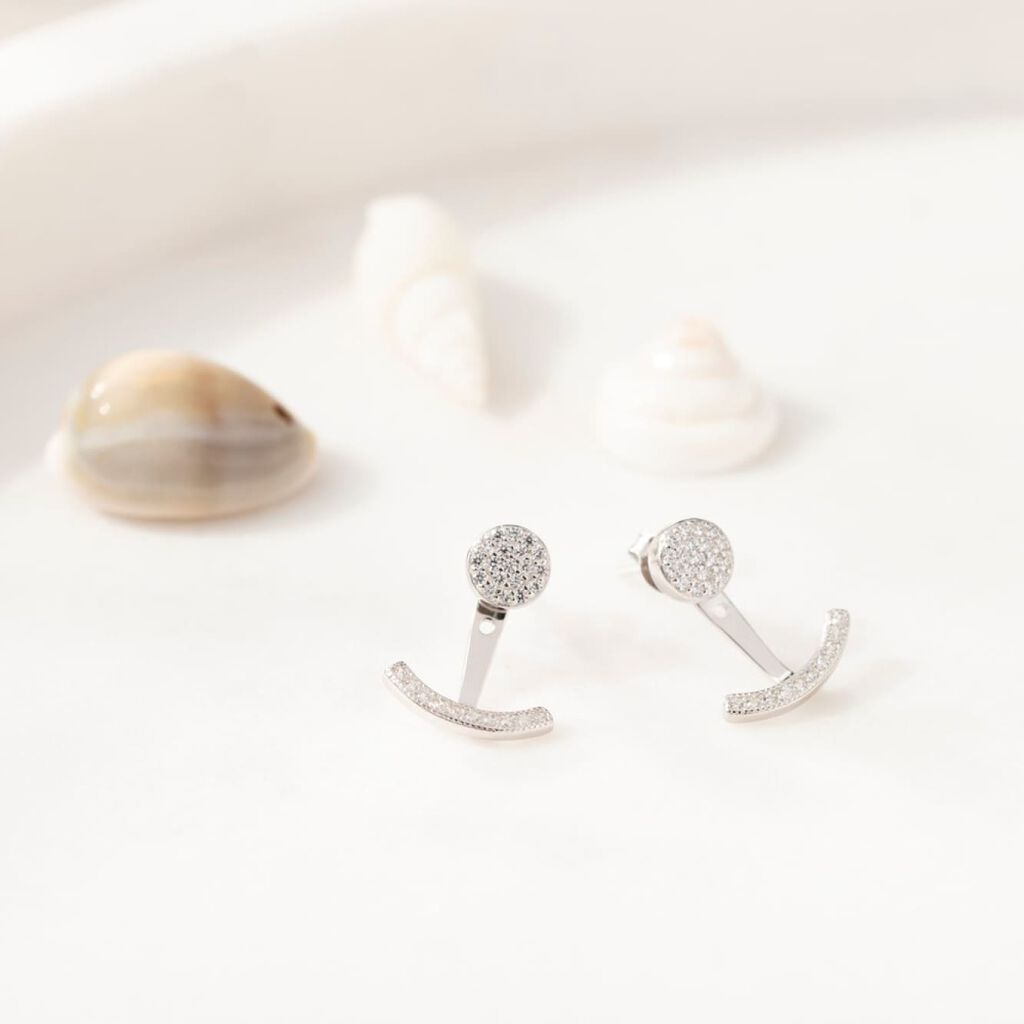 Damen Ohrklemme Silber 925 Zirkonia Anker - Ohrringe mit Stein Damen | OROVIVO