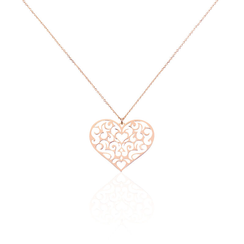 Collier Albizia Coeur Dentelle Or Rose - Spannringe Damen | OROVIVO