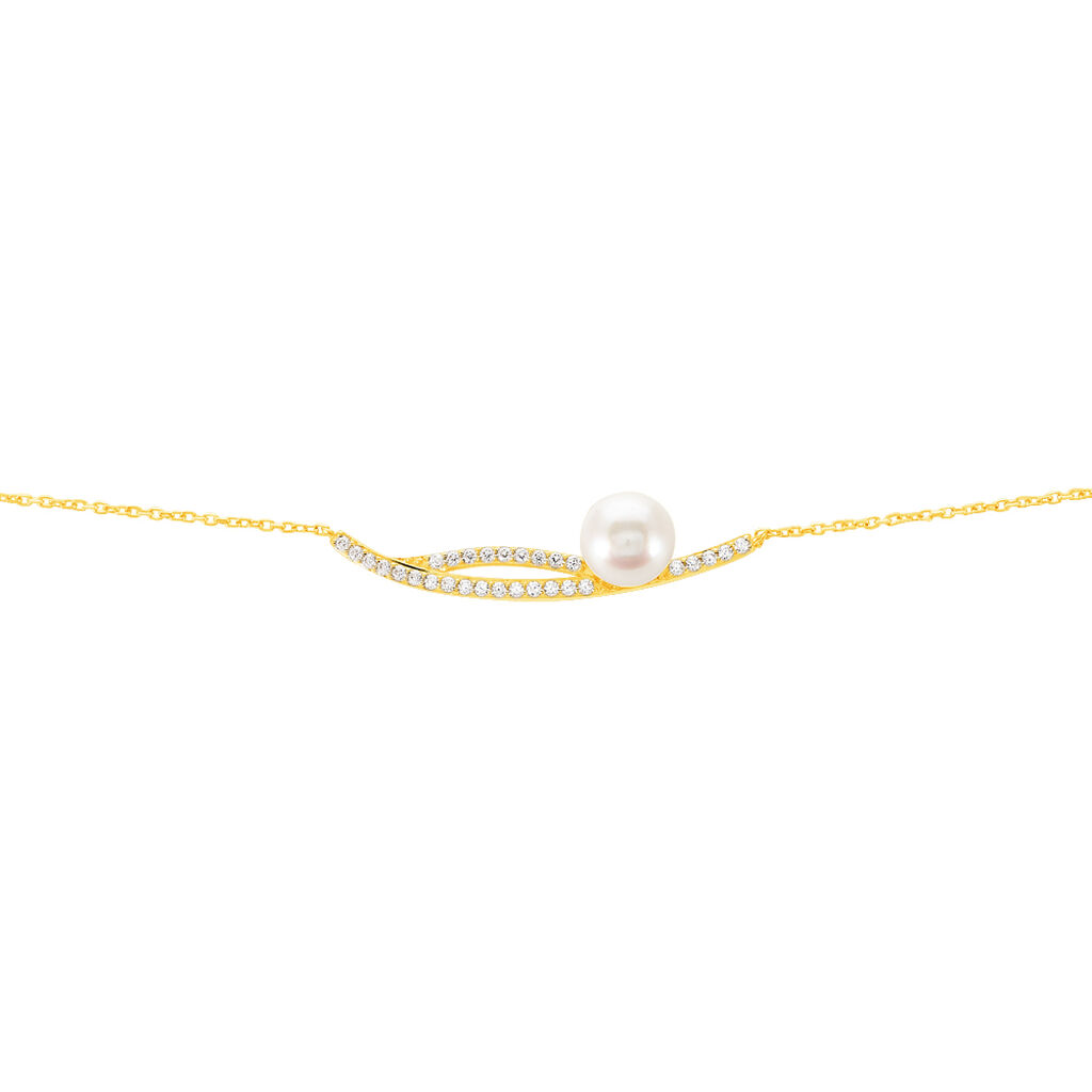 Damen Armband Gold 375 Zirkonia Perlmutt Mandel Tesnimae  - Armbänder mit Anhänger Damen | OROVIVO