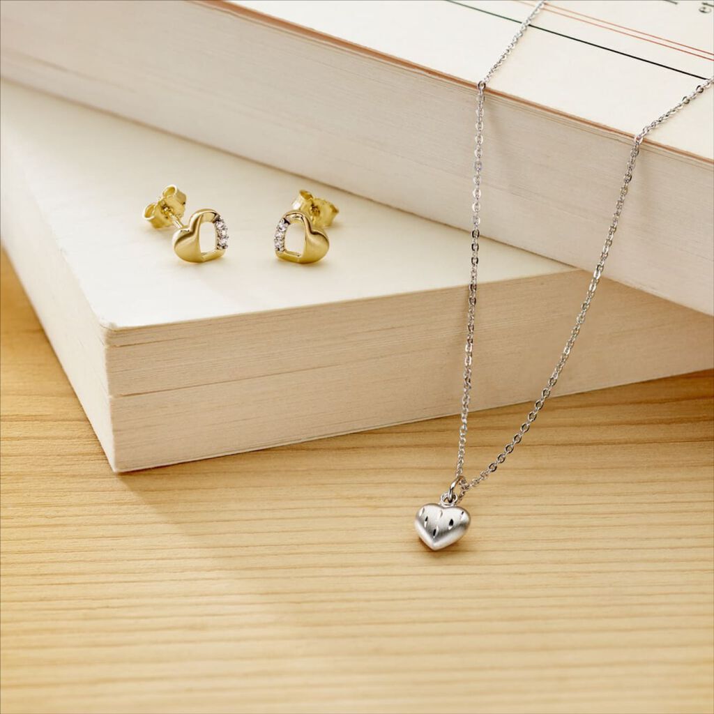 CONSTANZE Kinder Ohrstecker Gold 333 (8 Karat) Zirkonia Wei&szlig; Herz