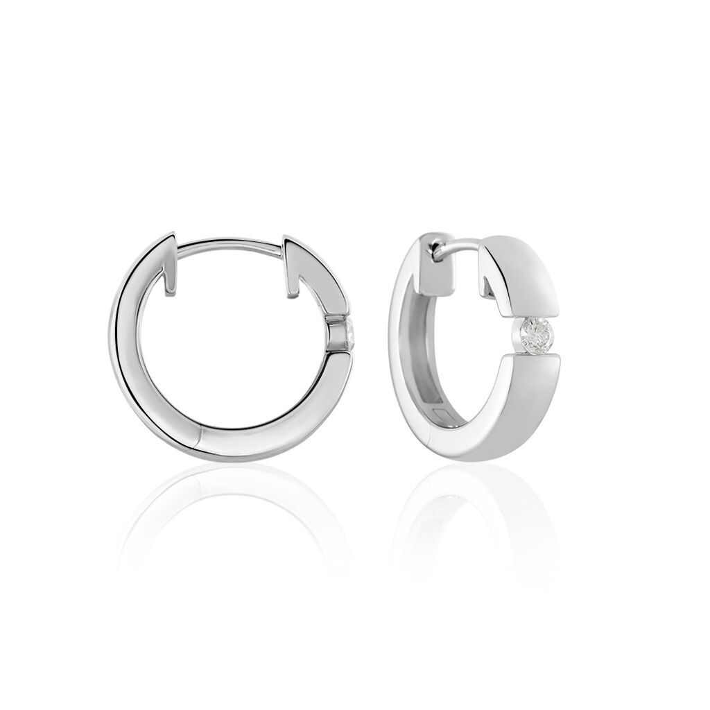 Damen Creolen Weißgold 375 Diamant 0,07ct Kreis Valencia 12,00mm  - Creolen Damen | OROVIVO