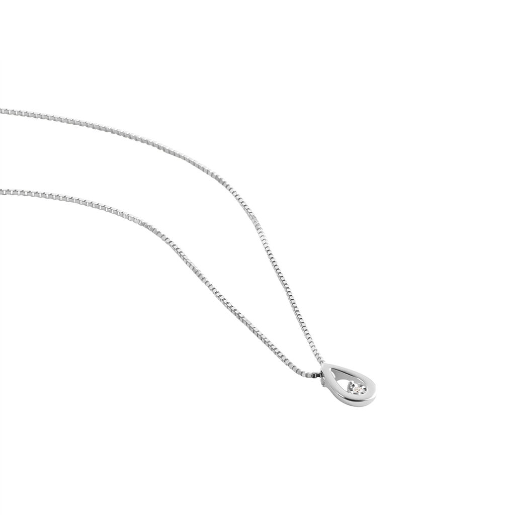 Damen Collier Silber 925 Diamant 0,01ct Tropfen - Halsketten Damen | OROVIVO