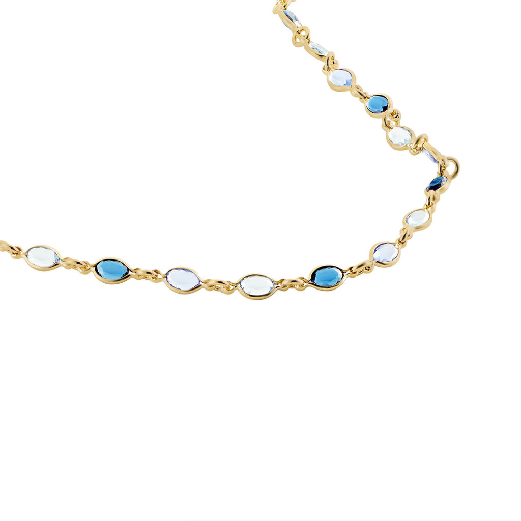 ILVAAE Damen Collier Vergoldet 750 Kristall Blau