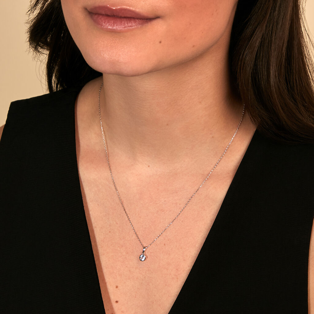 SANNI Damen Collier Wei&szlig;gold 585 (14 Karat) Topas Blau 0,4 ct