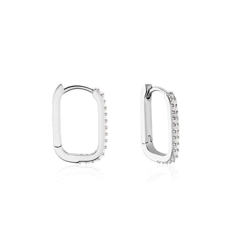 MADDIE Damen Creolen Silber 925 Zirkonia Wei&szlig; 0,49 ct Rechteckig - Creolen Damen | OROVIVO