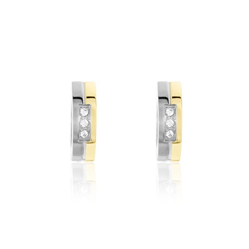 Damen Creolen Titan Bicolor Gelb/Silber Zirkonia Ariella  - Creolen Damen | OROVIVO