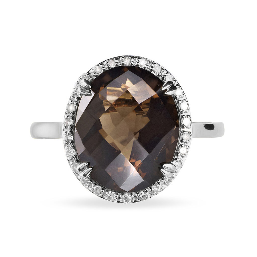 Bague Anna Or Blanc Quartz Et Diamant - Spannringe Damen | OROVIVO
