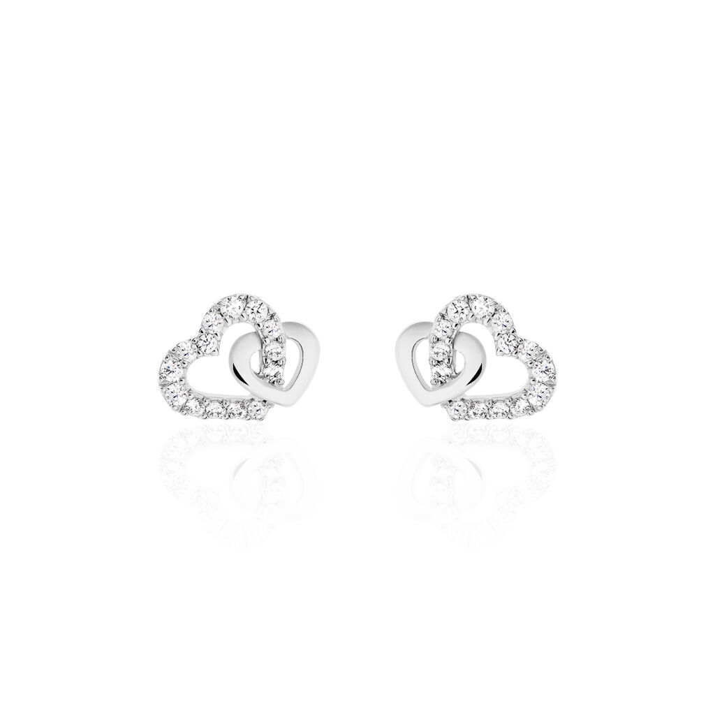 Damen Ohrstecker Silber 925 Zirkonia Herz - Ohrstecker Damen | OROVIVO
