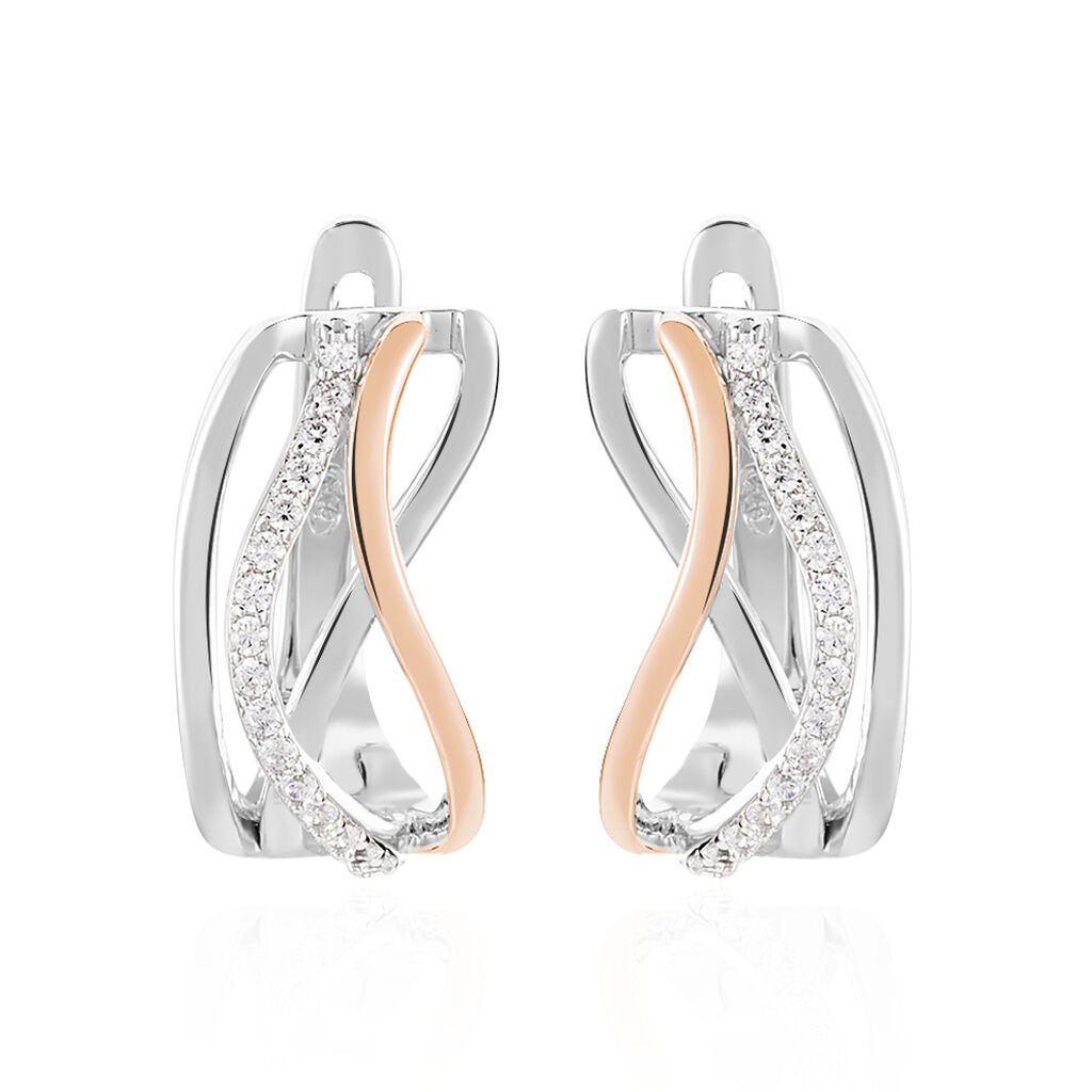 TRINA Damen Ohrringe Lang Silber Bicolor 925 Zirkonia Wei&szlig;