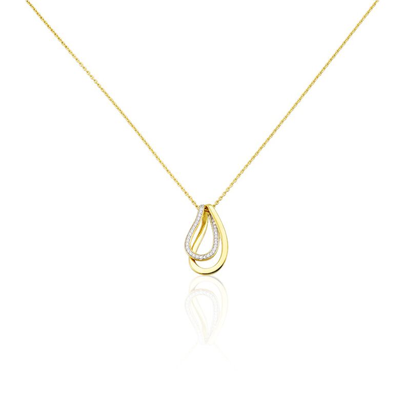 Damen Collier Silber Bicolor Gelb/Silber 925 Zirkonia Azalia - Halsketten Damen | OROVIVO