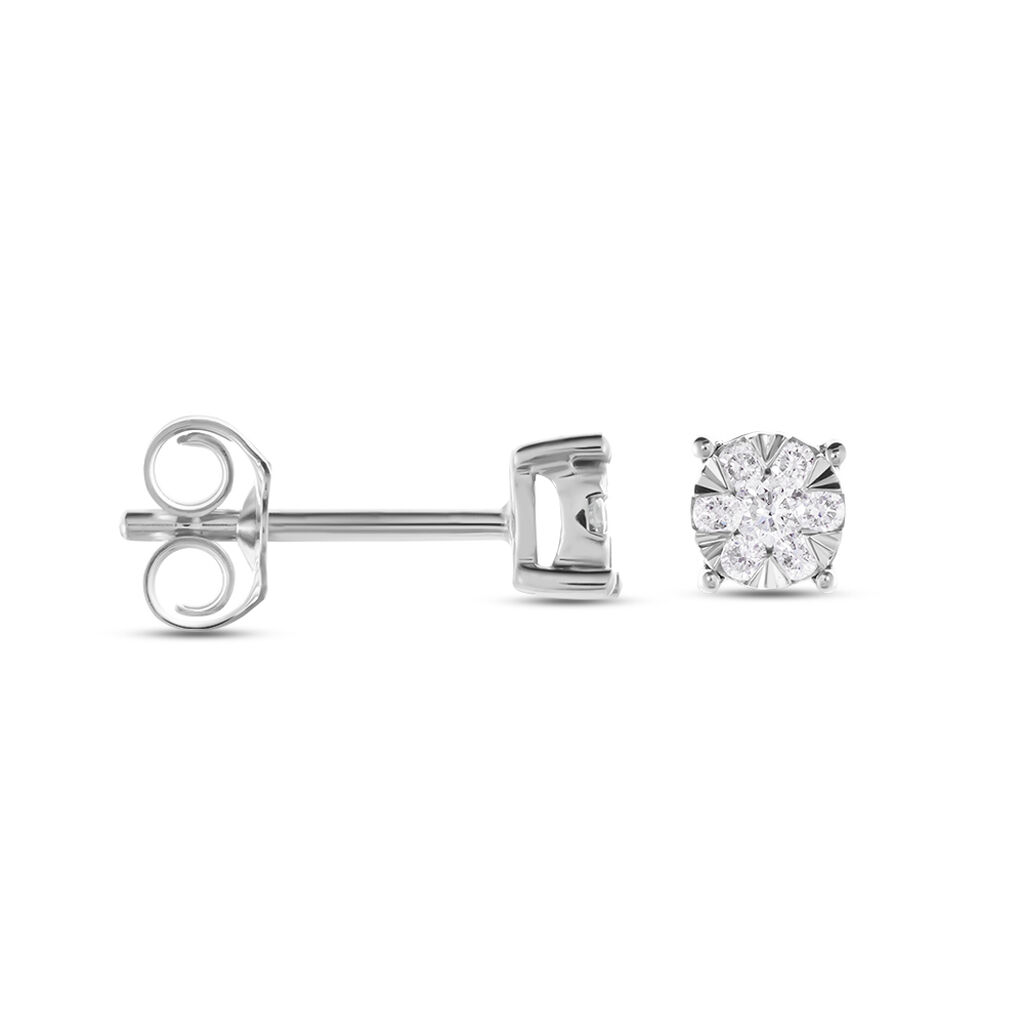 Damen Ohrstecker Weißgold 585 Rund Weiß Natur Petali - Ohrstecker Damen | OROVIVO