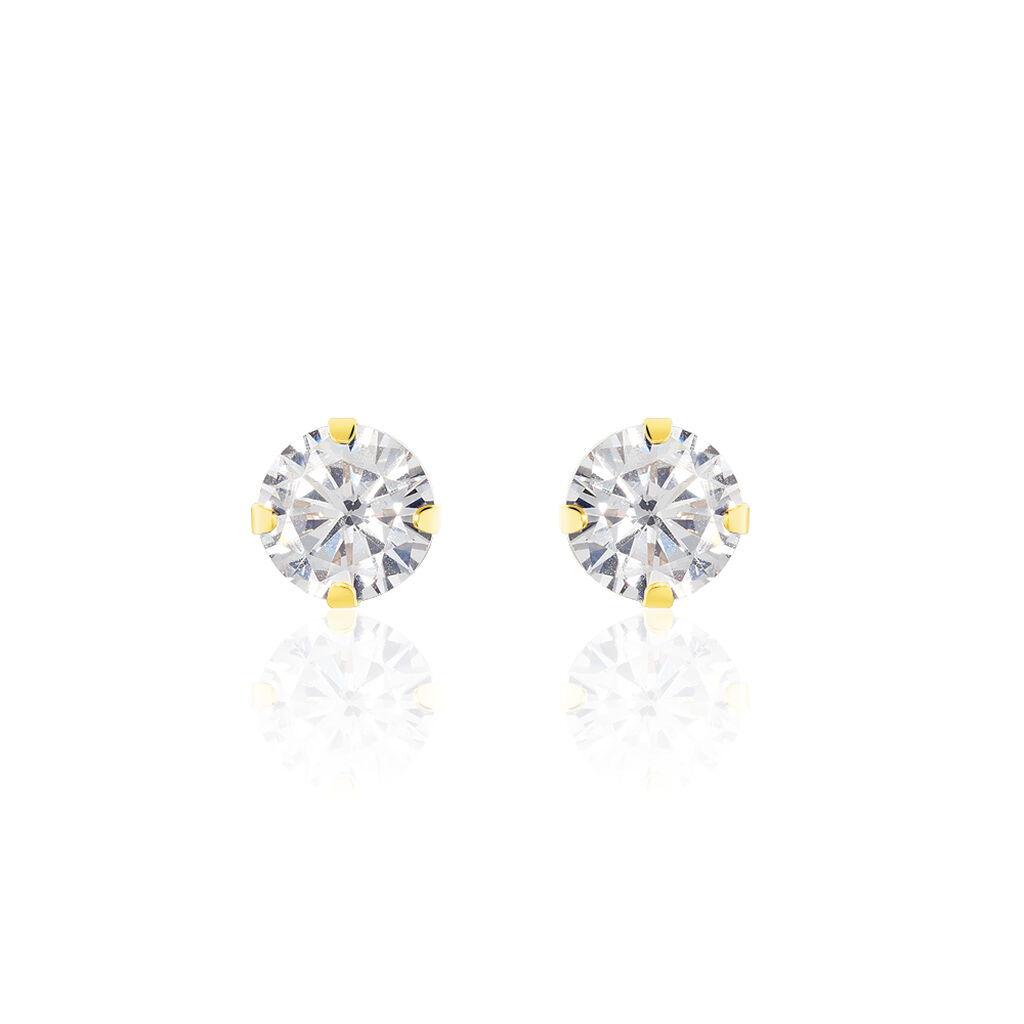EDDIE KRAPPE Damen Ohrstecker Gold 375 (9 Karat) Zirkonia Weiß 1,760 ct Kreis B 5 mm, Ohrstecker mit Stein