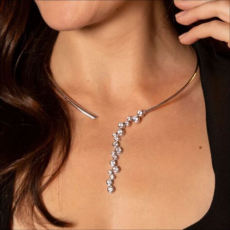 BUBA Damen Collier Silber 925 Zirkonia Wei&szlig; Welle - Halsketten Damen | OROVIVO