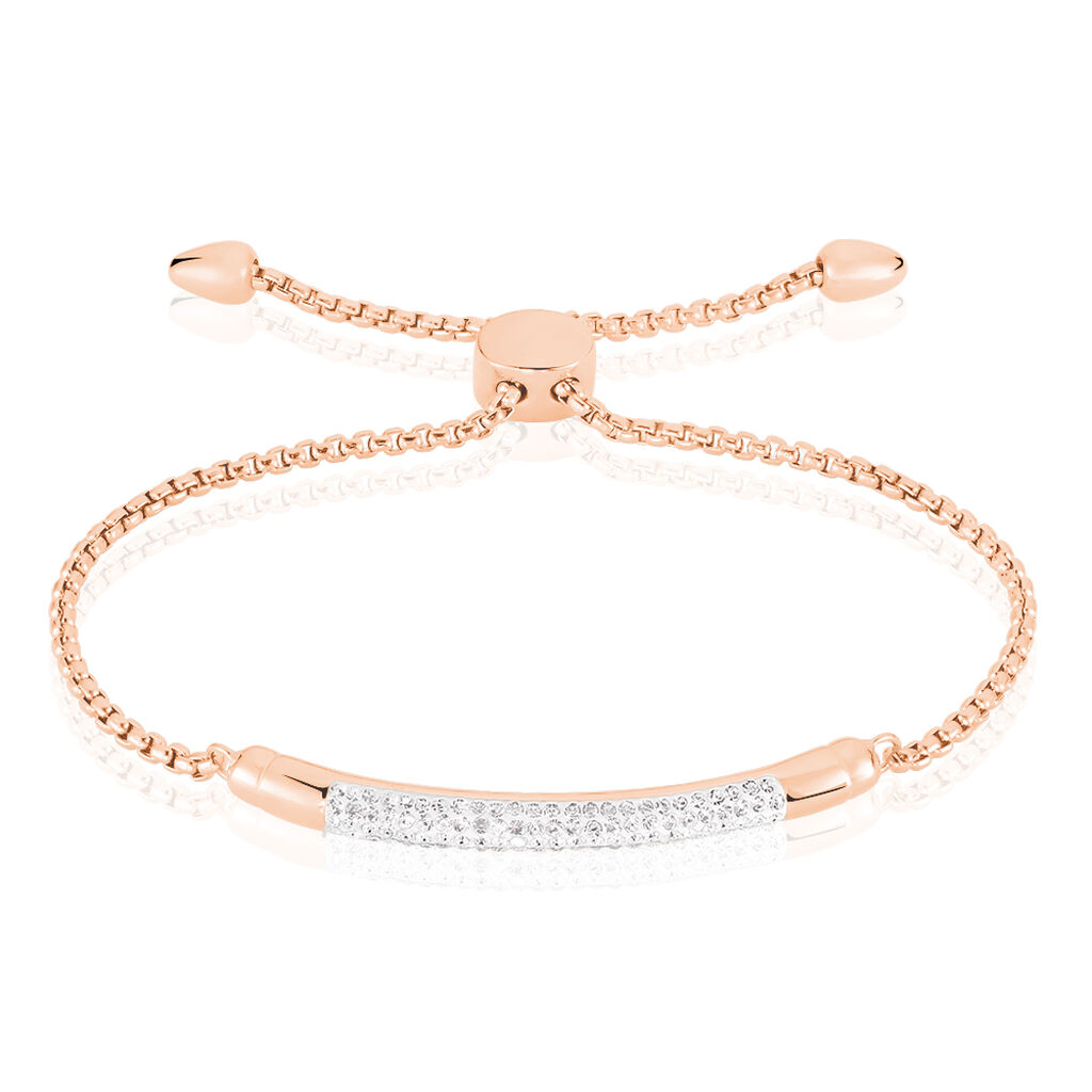 🦚 Damenarmband Edelstahl Rosé Vergoldet Kristall, Armband mit Stein