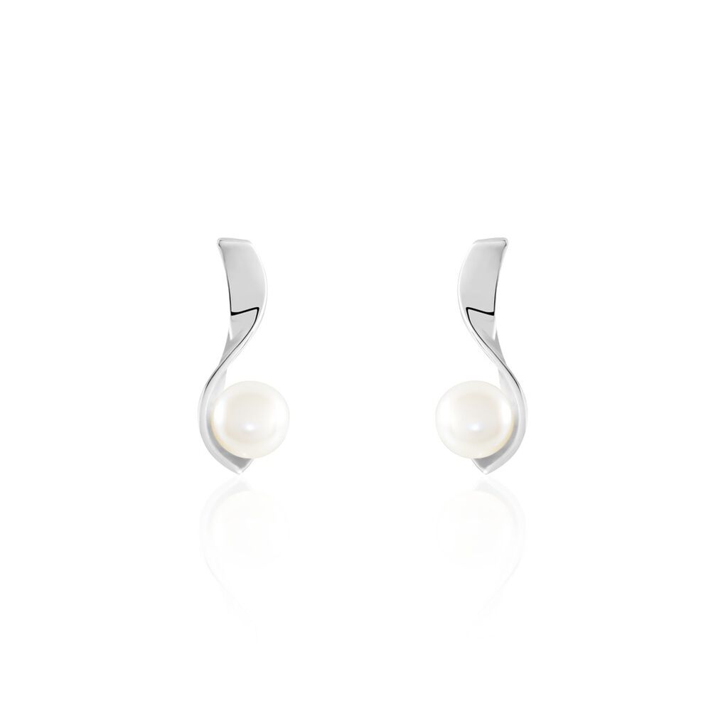 SELINA Damen Ohrstecker Silber Silber 925 Zuchtperle Wei&szlig; Spirale