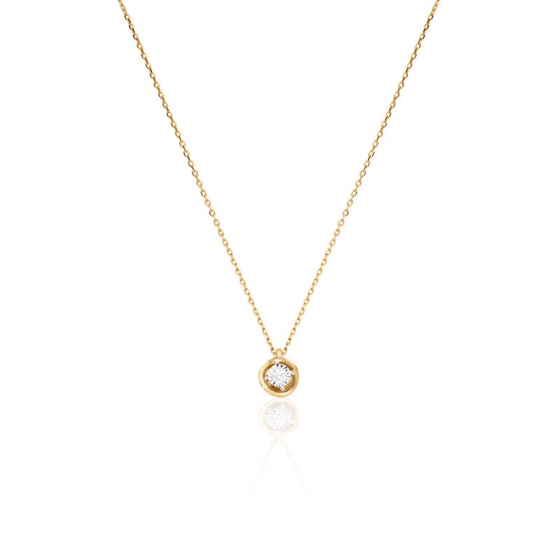LISELOTTE Damen Collier Gold 375 (9 Karat) Diamant Wei&szlig; 0,04 ct Blume - Halsketten Damen | OROVIVO