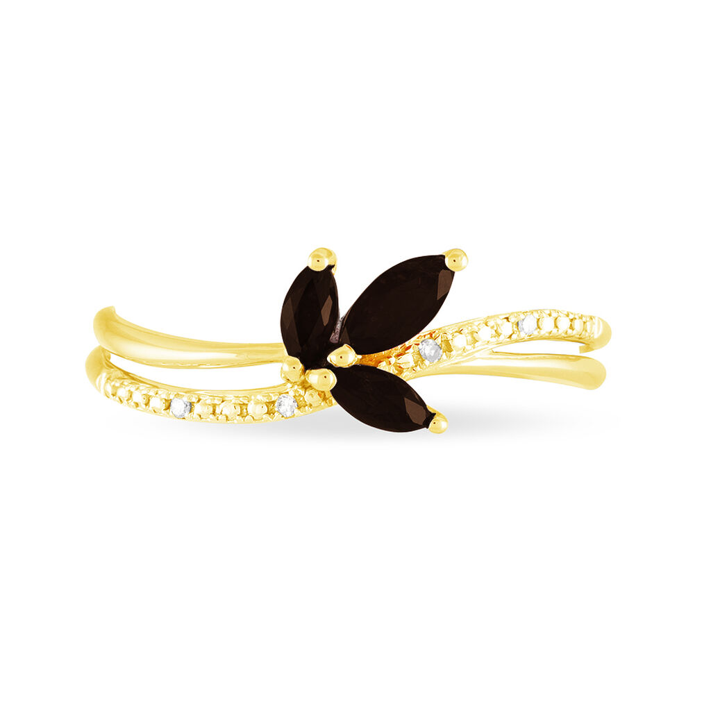 Bague Angie Or Jaune Quartz Et Diamant - Spannringe Damen | OROVIVO
