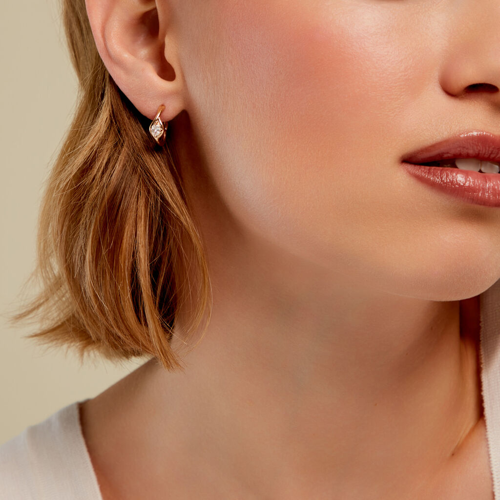 REMI Damen Creolen Vergoldet Zirkonia Wei&szlig;