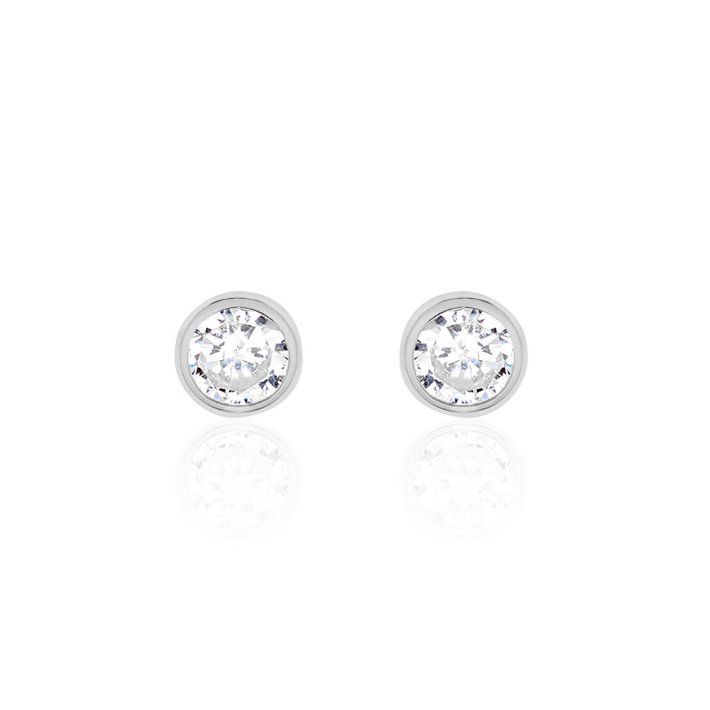 Damen Ohrstecker Weißgold 375 Zirkonia Kreis Zarge  - Ohrstecker Damen | OROVIVO
