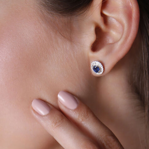 Damen Ohrstecker Weißgold 750 Saphir Diamant - Ohrstecker Damen | OROVIVO