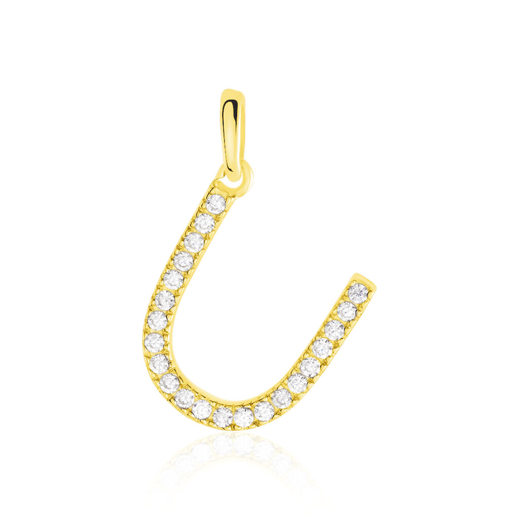 Anhänger Gold 375 Zirkonia Buchstabe U - Schmuckanhänger Familie | OROVIVO