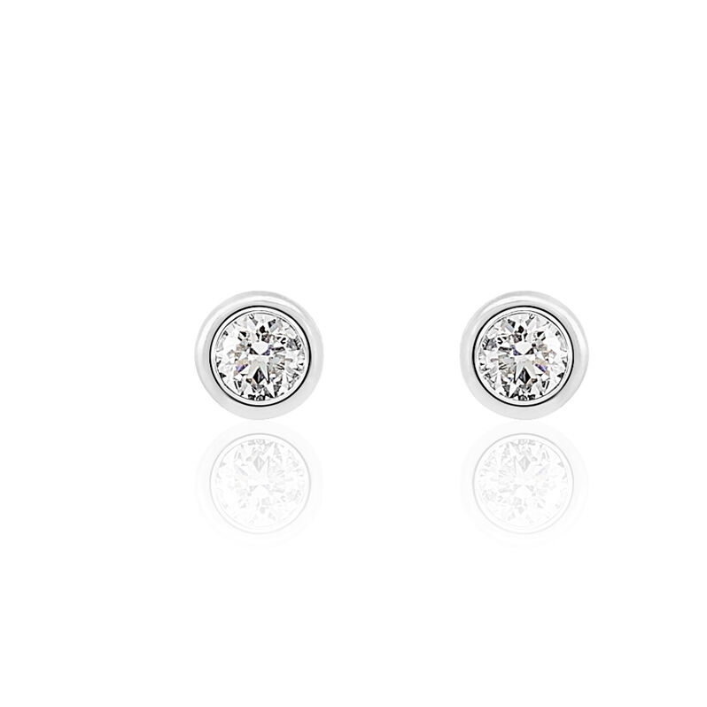 Boucles D'oreilles Puces Ofelia Or Blanc Diamant - Spannringe Damen | OROVIVO