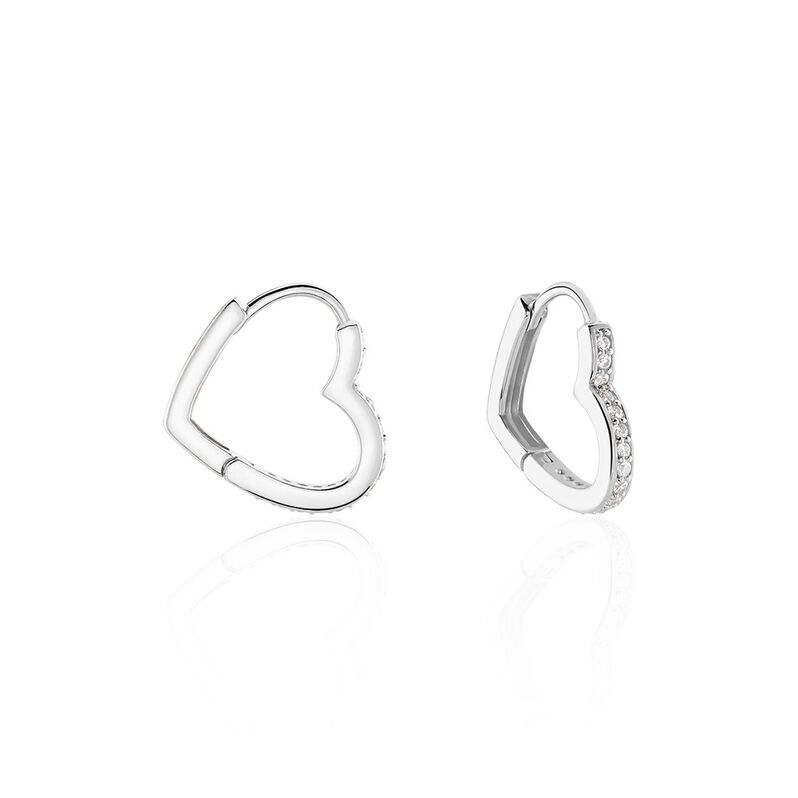 Damen Creolen Silber 925 Zirkonia Herz Rosalin  - Creolen Damen | OROVIVO