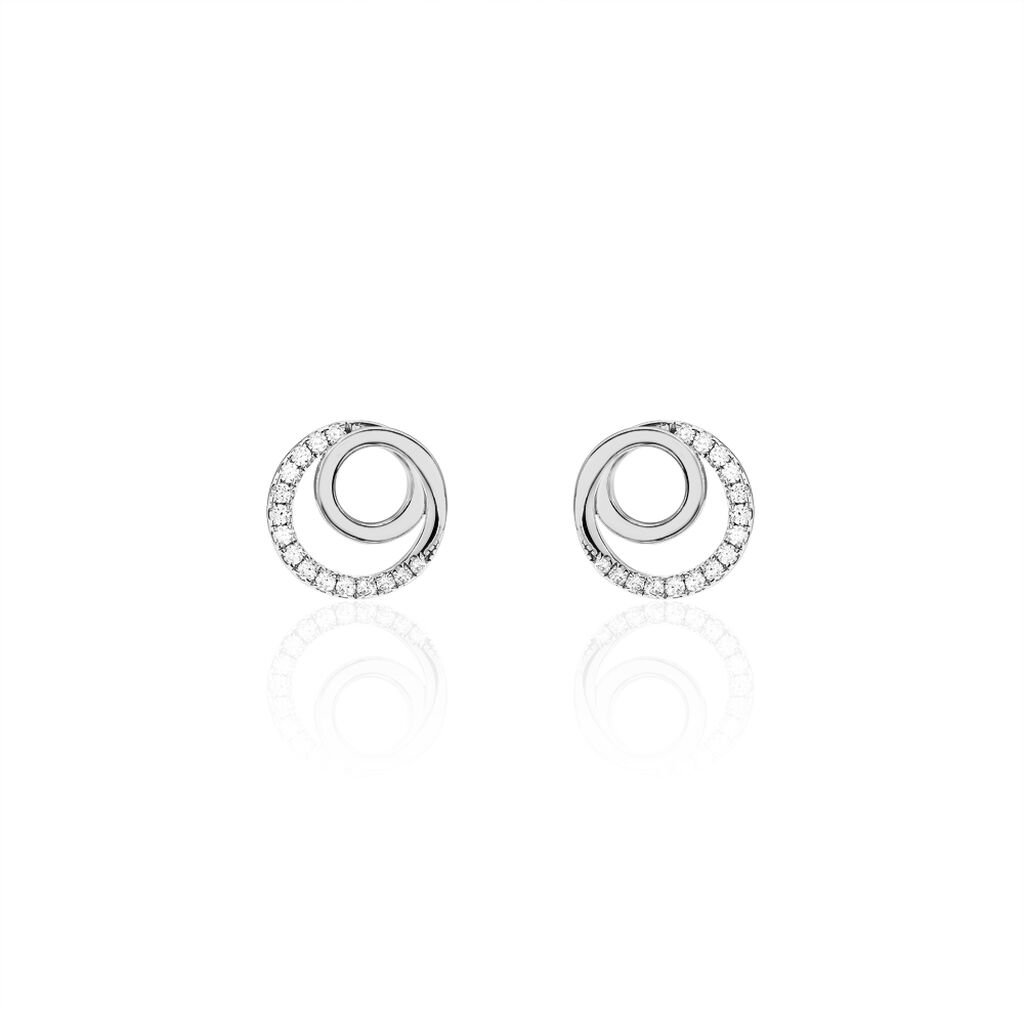 ELISEUM 50 Damen Ohrstecker Silber 925 Zirkonia Weiß 0,08 ct Spirale, Ohrstecker mit Stein