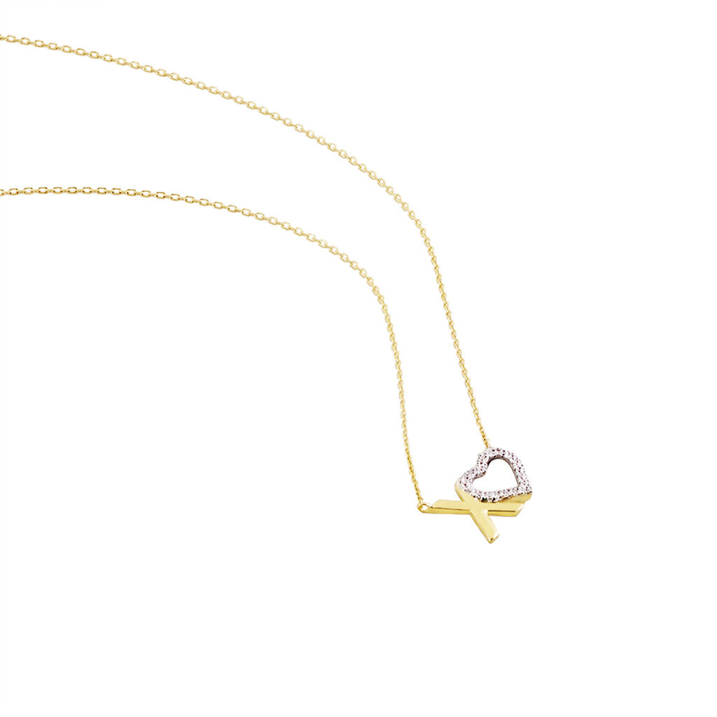 Damen Collier Gold 375 Zirkonia Herz Xoxo 0,65mm - Halsketten Damen | OROVIVO