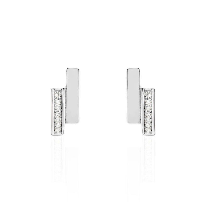Damen Ohrstecker Weißgold 375 Diamant 0,07ct Balken Cecile 1  - Ohrstecker Damen | OROVIVO