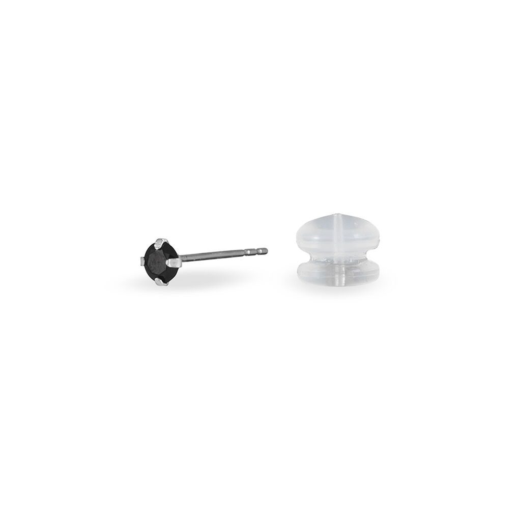 DARINA KRAPPE Damen Ohrstecker Wei&szlig;gold 375 (9 Karat) Zirkonia Schwarz B 3 mm