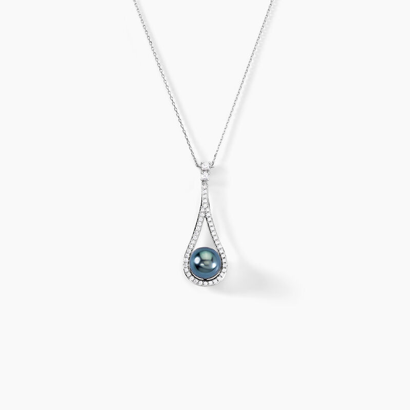 Collier Gillet Or Weiss Perle De Tahiti Oxyde Zirconium - Spannringe Damen | OROVIVO